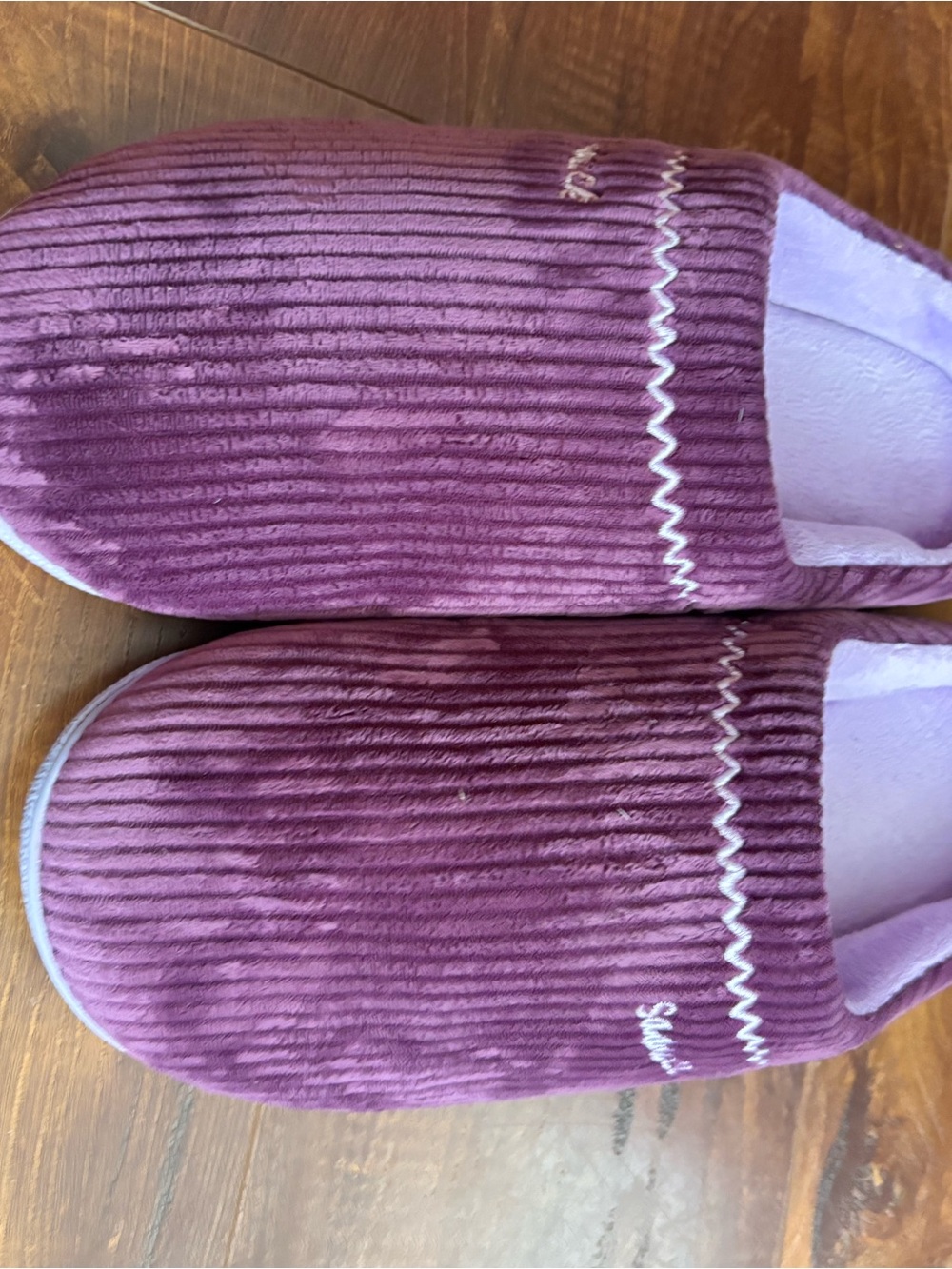 SaDuck Women’s 11 Purple Corduroy Arch Support Memory Foam Non-Slip Slippers